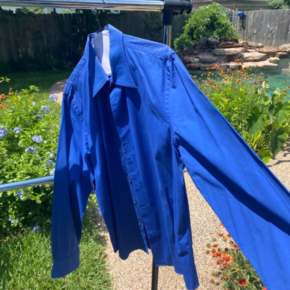 Sold - 🚨3/$15🚨Express blue L, Neck 16-16 1/2, long sleeve dress shirt - Picture 2 of 3